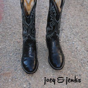 Mens Nocona Black Ostrich Leather Boots Size 7